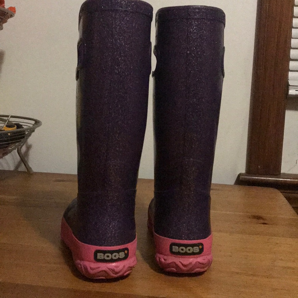 Girls bog black dog purple glitter boots rainboots